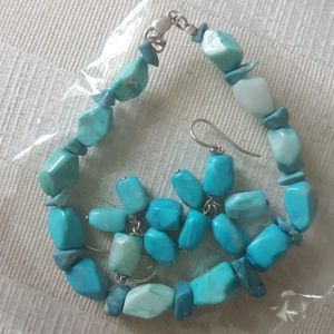 Turquoise bracelet and earring set